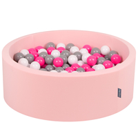 KiddyMoon Piscine à Balles ∅ 7Cm pour Bébé Rond Fabriqué En UE, rose: blanc/gris/rose foncé, 90x30cm/300 Balles