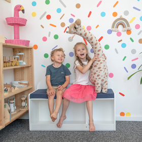banquette avec étagères pour les enfants KiddyMoon, gris/gris clair, UNI