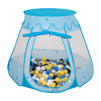 Tente Château Pour Enfants Tente de Jeu Avec Balles Colorées Jouet Cabane Pop-up Château Facile À Monter Maison de Jeu Pour Intérieur et Extérieur, bleu: noir-blanc-gris-bleu-jaune, 105x90cm/200 balles