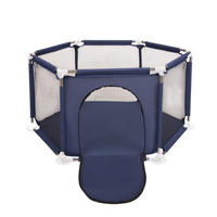 parc bébé hexagonal pliable avec balles plastiques, Bleu:babyblue/rose poudré/perle, 100 balles