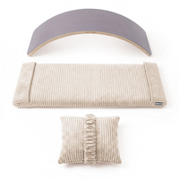 KiddyMoon Planche D'équilibre en Bois Enfant Avec Matelas et Oreiller Balance Board, naturel/beige,