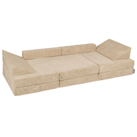 KiddyMoon Canapés Pliant pour Enfants Canapé-Lit Convertible Bébés-Canapé Lit Coucher Salle de Jeux Pliable Matelas au Sol Mini-Canapé Chaise-Lit, beige, 140x55x30 cm