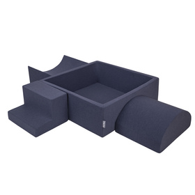 KiddyMoon Aire De Jeux en Mousse avec Carré Piscine À Balles pour Enfants, bleu foncé:blanc/gris/menthe, Piscine (200 Balles) + Version 6