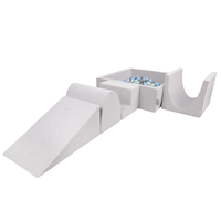 KiddyMoon Aire De Jeux en Mousse avec Carré Piscine À Balles pour Enfants, gris clair: perle/gris/transparent/babyblue/menthe, Piscine (200 Balles) + Version 3