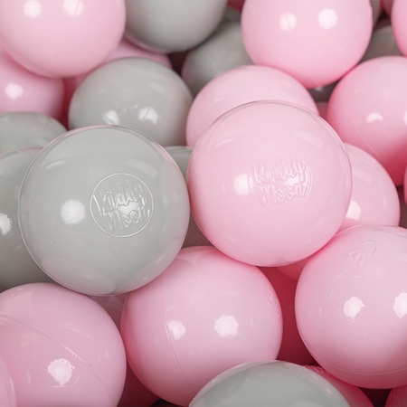 KiddyMoon Balles Colorées Plastique ∅7cm pour Piscine Enfant Bébé Fabriqué en EU, rose poudré/vert de gris, 200 Balles/7cm