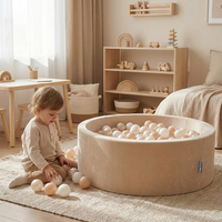 KiddyMoon Velours Piscine à Balles ∅7Cm pour Bébé Rond Fabriqué en EU, beige sableux: beige pastel/blanc/perle, 90x30cm/200 Balles