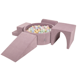KiddyMoon Parcours Motricité En Mousse Avec Balles Enfants Favorise Créativité, Violet : bleu pastel/jaune pastel/blanc/menthe/rose poudré, Piscine (200 Balles) + Version 3