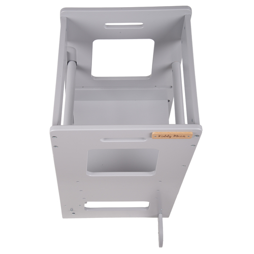 KiddyMoon Tour D'Apprentissage/D'Observation Montessori pour Enfant en Bois 3 Hauteurs Réglables Pieds Anti-Bascule, Gris, 91,5x39,3x49,4
