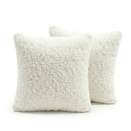 KiddyMoon Lot de 2 Coussins Décoratifs pour Enfant Et Housse Teddy Chambre Enfant, crème, 2 Oreillers