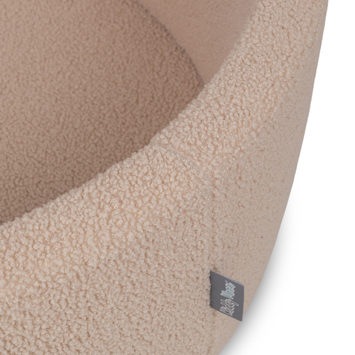 KiddyMoon Piscine à Balles Boules 7 cm pour un Remplissage plus Généreux Pour Bébés au Housse Teddy, Convient dès 8 Mois, beige, 90x30cm/SANS balles