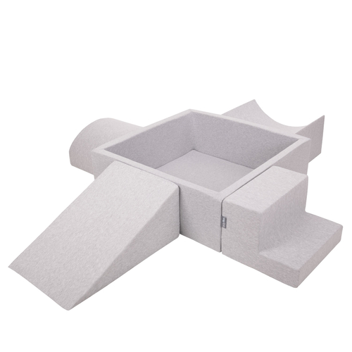 KiddyMoon Aire De Jeux en Mousse avec Carré Piscine À Balles pour Enfants, gris clair: jaune/vert/bleu/rouge/orange, Piscine (300 Balles) + Version 5