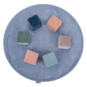 KiddyMoon tapis d'éveil sac à jouets 2en1 pour enfants, bleu glacier:bleu pastel/jaune pastel/blanc/menthe/rose poudré, XL/50 balles