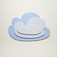 Déco murale KiddyMoon Relief 3D décoration en bois contreplaqué, nuage : bleu/gris, UNI