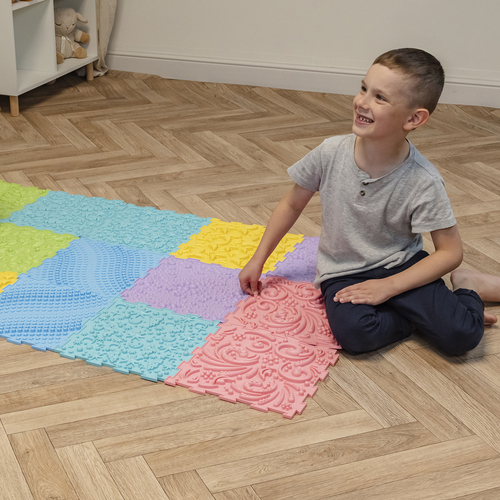 KiddyMoon Tapis Puzzle Sensoriel pour Enfants Tapis Thérapeutique, multicolore, 9 Pieces
