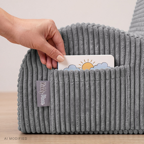 KiddyMoon fauteuil enfant à poche, housse zippée, assise confortable, gris foncé, Taille unique