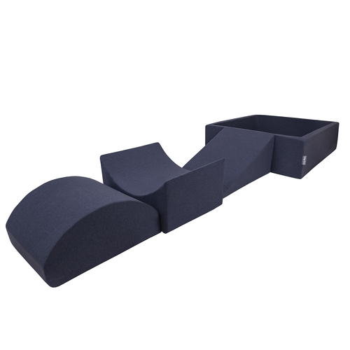KiddyMoon Aire De Jeux en Mousse avec Carré Piscine À Balles pour Enfants, bleu foncé:babyblue/bleu/perle, Piscine (200 Balles) + Version 4