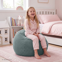KiddyMoon pouf enfant rangement jouets zippé fonction assise polyester, vert, sac
