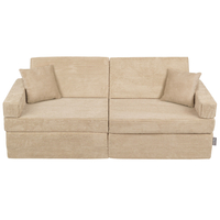 KiddyMoon Canapé Pliant pour Enfants, Canapé Convertible pour Chambre et Salle de Jeux, Matelas au Sol, Mini-Canapé, beige, Canapés avec 2 Oreillers