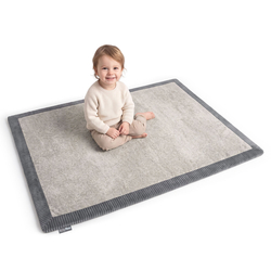 KiddyMoon Tapis de jeu doux pour enfant, antidérapant, rectangulaire, gris clair