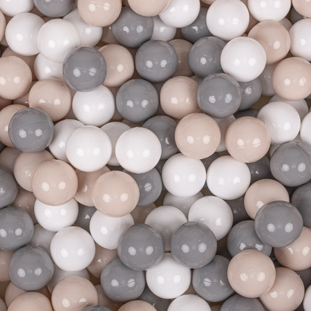 KiddyMoon Balles Colorées Plastique ∅7cm pour Piscine Enfant Bébé Fabriqué en EU, beige pastel/gris/blanc, 50 Balles/7cm