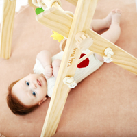 Jouet d'Activité avec 3 Pendentifs Portique d'Éveil Arche de Jeux Baby Gym, naturel, Taille unique