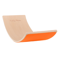 KiddyMoon Planche D'équilibre pour Enfants Planche à Balancer Montessori, Naturelle/Orange Felt, 83x29,5x1,7 cm/Felt