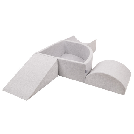 KiddyMoon Aire De Jeux en Mousse avec Quart Angulaire Piscine À Balles pour Bébé, gris clair: perle/gris/transparent/babyblue/menthe, Piscine (200 Balles) + Version 4