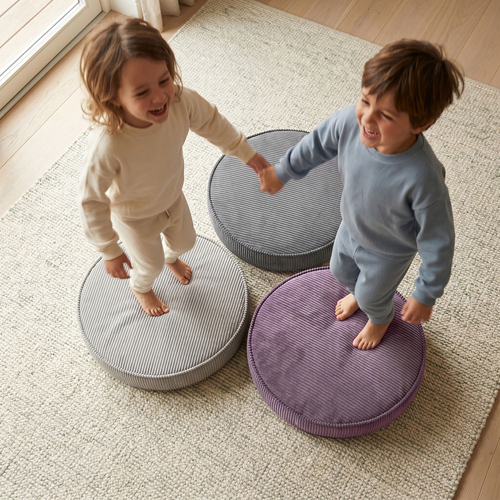 KiddyMoon Ensemble 3 Modules en Mousse pour Enfants pour Chambre D'enfant, gris foncé-violet-gris clair, Mx3