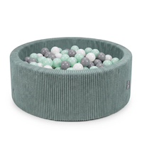 KiddyMoon Piscine Bébé 90 X 30 Cm Avec 200 Balles, Piscine À Balles Pour Bébé Et Enfant, Piscine Enfant En Mousse Douce, Housse Côtelée Lavable, Vert: Blanc/Gris/Menthe, 90x30cm/200 Balles