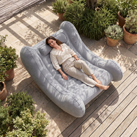 KiddyMoon Fauteuil à Bascule Gonflable À Bascule Pour l'intérieur et l'extérieur avec Poignées Et Pompe, gris, L