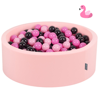 KiddyMoon Piscine à Balles ∅ 7Cm pour Bébé Rond Fabriqué En UE, flamant rose: rose/rose poudré/noir, 90x30cm/300 Balles