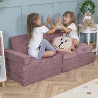 KiddyMoon Canapés Pliant pour Enfants Canapé-Lit Convertible Bébés-Canapé Lit Coucher Salle de Jeux Pliable Matelas au Sol Mini-Canapé Chaise-Lit, violet, Canapés avec 2 Oreillers