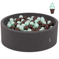 KiddyMoon Piscine à Balles ∅ 7Cm pour Bébé Rond Fabriqué En UE, gris foncé, 90x30cm/200 Balles