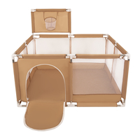 parc bébé avec balles plastiques aire de jeu pliable basket, beige : beige pastel/gris/blanc, 200 balles
