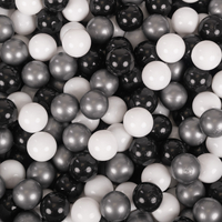 KiddyMoon Balles Colorées Plastique ∅7cm pour Piscine Enfant Bébé Fabriqué en EU, blanc/noir/argenté, 100 Balles/7cm