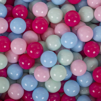 KiddyMoon Aire De Jeux en Mousse avec Rond Piscine à Balles pour Enfants, rose: rose poudré/rose foncé/babyblue/menthe, Piscine (100 Balles)+ Pente