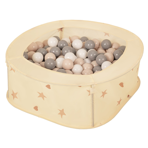 NK-200X piscine aire de jeux pliable avec balles, Beige Clair: Beige Pastel/Gris/Blanc, 400 Balles