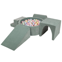 KiddyMoon Parcours Motricité En Mousse Avec Balles Enfants Favorise Créativité, Vert : bleu pastel/jaune pastel/blanc/menthe/rose poudré, Piscine (300 Balles) + Version 3