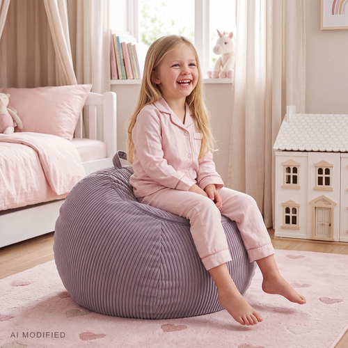 KiddyMoon pouf enfant rangement jouets zippé fonction assise polyester, violet, sac