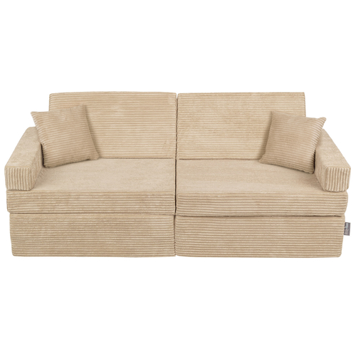 KiddyMoon Canapés Pliant pour Enfants Canapé-Lit Convertible Bébés-Canapé Lit Coucher Salle de Jeux Pliable Matelas au Sol Mini-Canapé Chaise-Lit, beige, Canapés avec 2 Oreillers