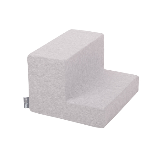 KiddyMoon Aire De Jeux en Mousse avec Carré Piscine À Balles pour Enfants, gris clair: gris/blanc/turquoise, Piscine (200 Balles)+ Marches