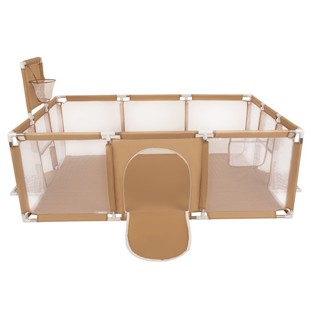 Parc Bébé avec Balles Plastiques Aire De Jeu Pliable Basket Football, beige : jaune/vert/bleu/rouge/orange, 900 balles