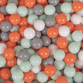 KiddyMoon Balles Colorées Plastique ∅7cm pour Piscine Enfant Bébé Fabriqué en EU, orange/menthe/gris/blanc, 300 Balles/7cm