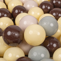 KiddyMoon Balles Colorées Plastique ∅7cm pour Piscine Enfant Bébé Fabriqué en EU, beige pastel/vert de gris/jaune pastel/brun, 200 Balles/7cm