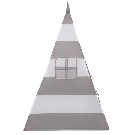 Tipi Tente de Jeu avec Balles Maison de Jeu pour Enfants, grises et blanches rayures:perle/gris/transp/rose, 200 Balles