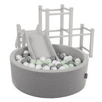KiddyMoon aire de jeux en bois avec toboggan pour enfants, gris, UNI
