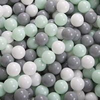 KiddyMoon Aire De Jeux en Mousse avec Rond Piscine à Balles pour Enfants, bleu foncé:blanc/gris/menthe, Piscine (200 Balles) + Pente
