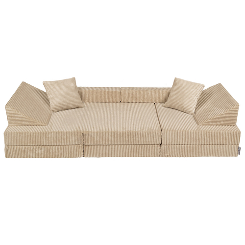 KiddyMoon Canapés Pliant pour Enfants Canapé-Lit Convertible Bébés-Canapé Lit Coucher Salle de Jeux Pliable Matelas au Sol Mini-Canapé Chaise-Lit, beige, Canapés avec 2 Oreillers