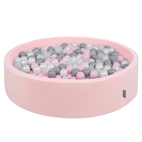KiddyMoon Piscine À Balles Grande Rond pour Bébé, Fabriqué en UE, rose:perle-gris-transparent-rose poudré, 120x30cm/600 balles
