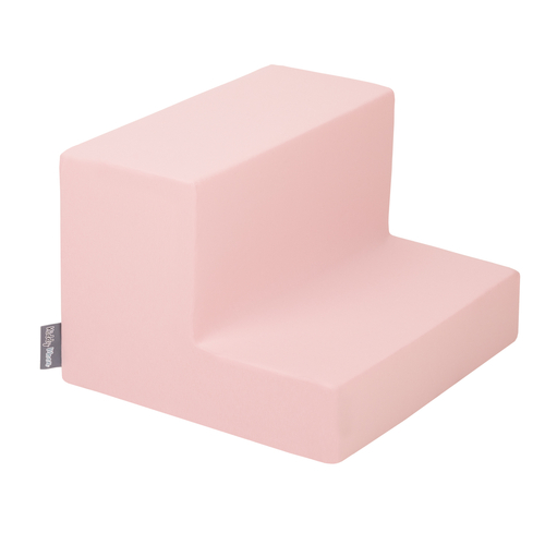 KiddyMoon Aire De Jeux en Mousse avec Rond Piscine à Balles pour Enfants, rose:blanc/gris/rose poudré, Piscine (200 Balles)+ Marches